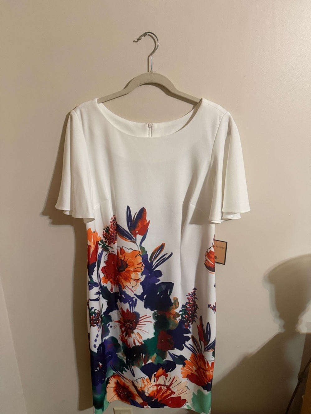 White Floral  Dress with Flutter Sleeves